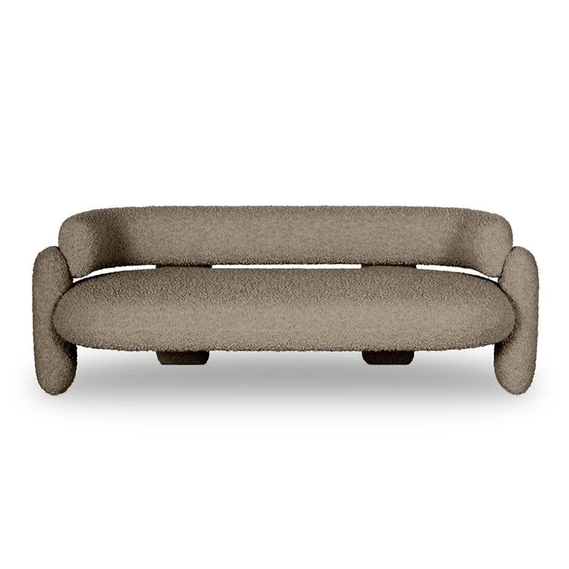 Contemporary Tight Back Curved Tuxedo Arm Stationary Settee Couch