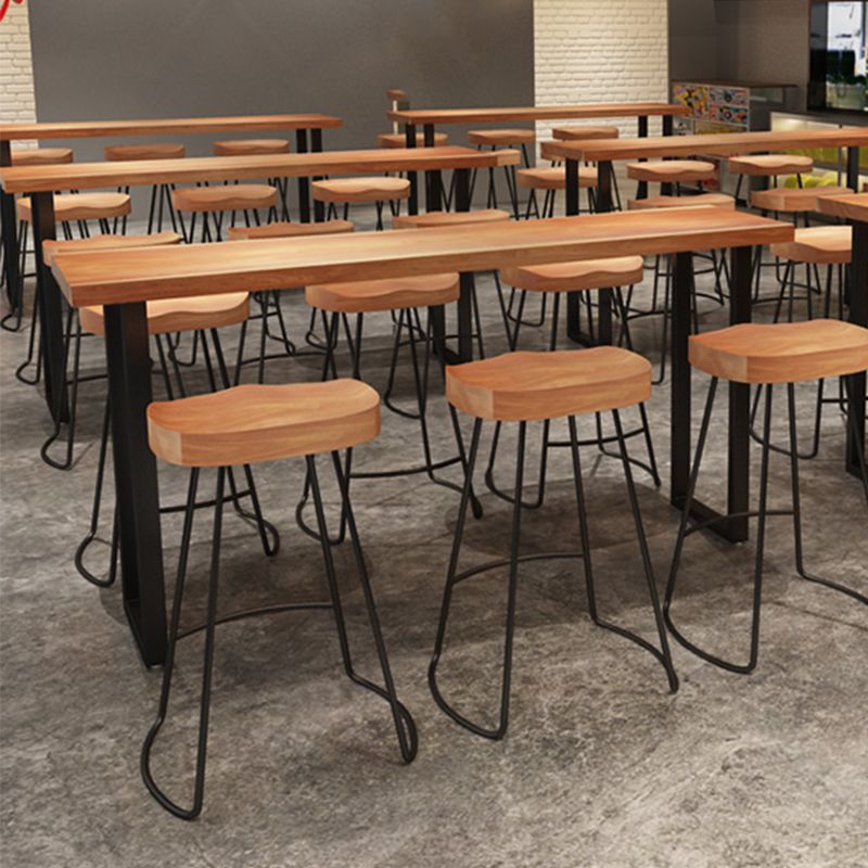 Industrial Solid Wood Bar Table Set 1/2/4/7 Pieces Counter Table with Backless Stools