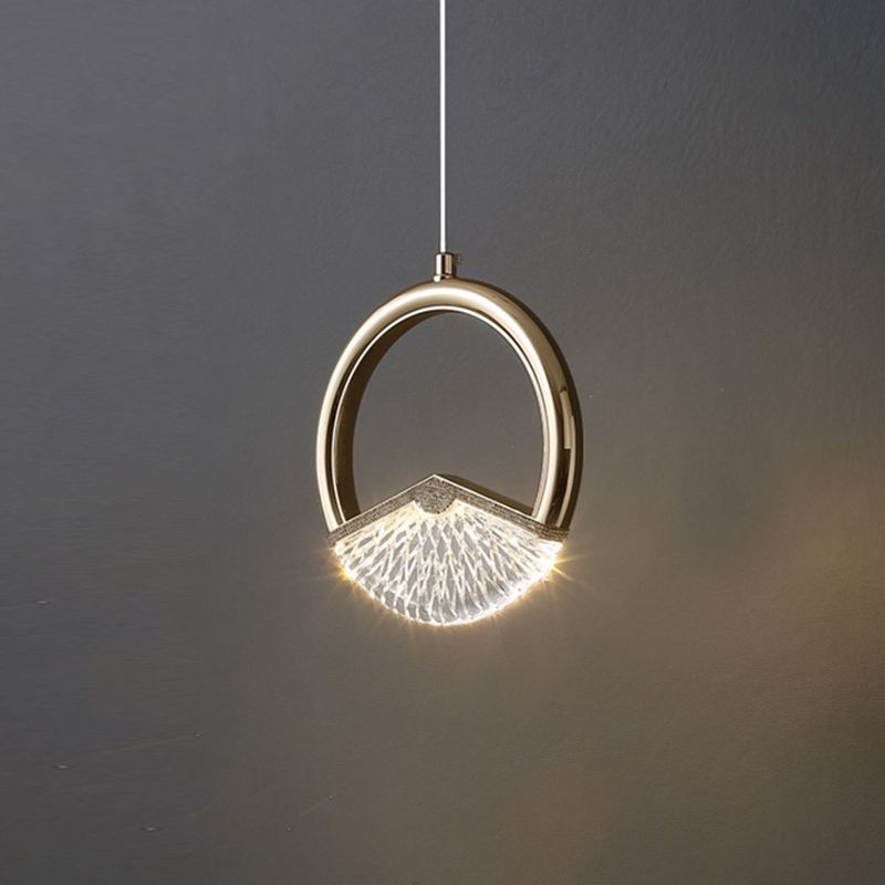 Einfachheit geführte Beleuchtung Anhänger Messingring Hängende Lampe mit Kunstkristallschatten