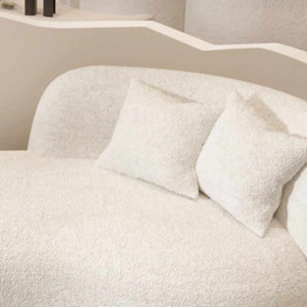 Contemporary White Wool Sofa with Tuxedo Arm and Black Base for Apartment