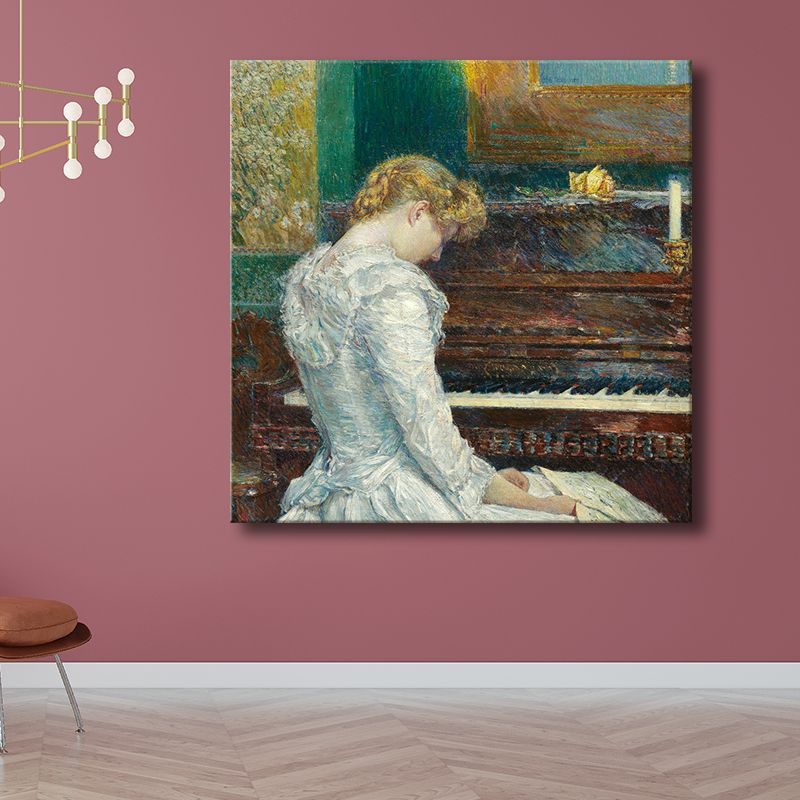 Kleurrijk meisje canvas getextureerde muur decor voor woonkamer, meerdere maten beschikbaar
