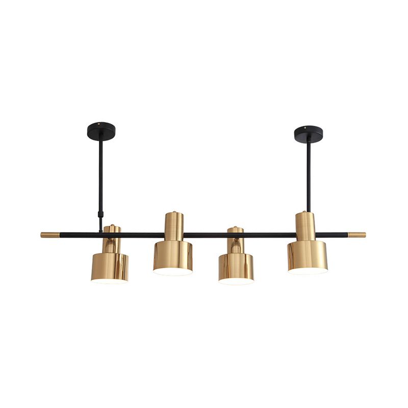 Drum Metal Hanging Pendant Light Traditional 4/5 Lights Dining Room Island Lighting Fixture in Gold