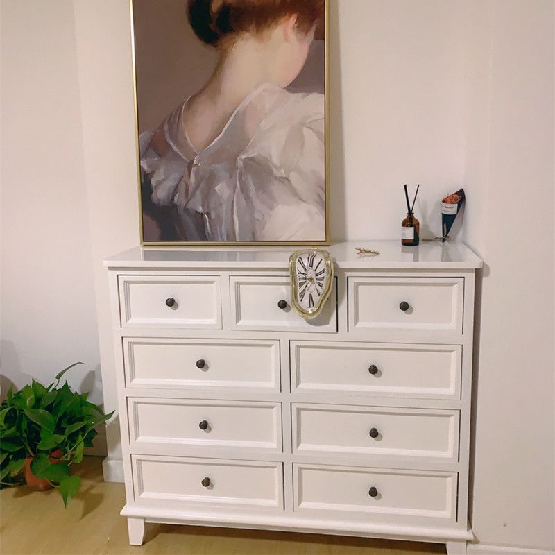 Modern Style Storage Chest Vertical Wood White Storage Chest Dresser with Drawers