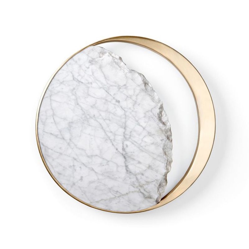 Éclairage d'applications de lune Postmodern Marble Gold LED LEMINE MURS ALIMENTATION avec anneau métallique pour le chevet