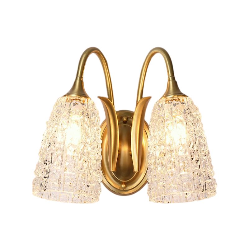 Modern Golden Wall Lamp Copper Wall Mount Lamp with Glass Shade for Bedroom