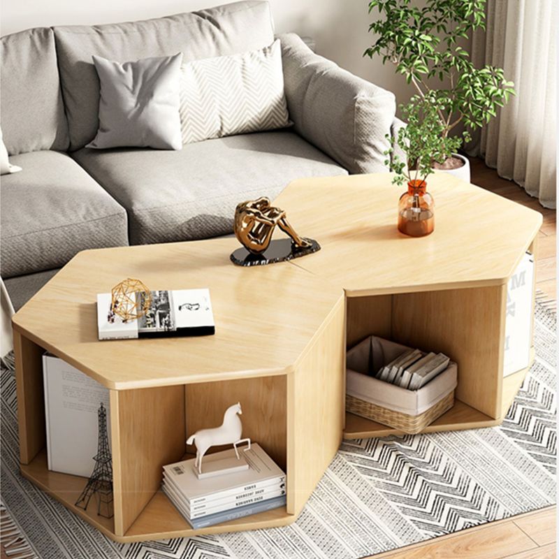 Modernism Simple Geometric Coffee Cocktail Table with Storage