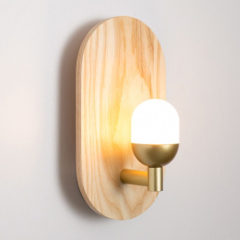 Golden Metal Wall Light Modernism Wood Lighting for Home Room