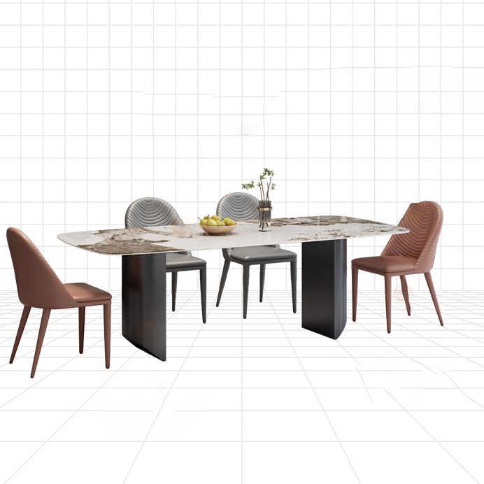 Simplicity Style Dinette Table Rectangle Stone Dining Room Table for Kitchen