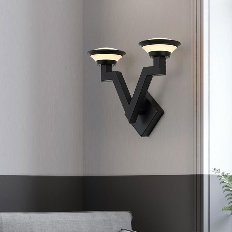 2 lichten wandlamp land V -vormig metalen sconce verlichtingsarmatuur in het zwart voor woonkamer