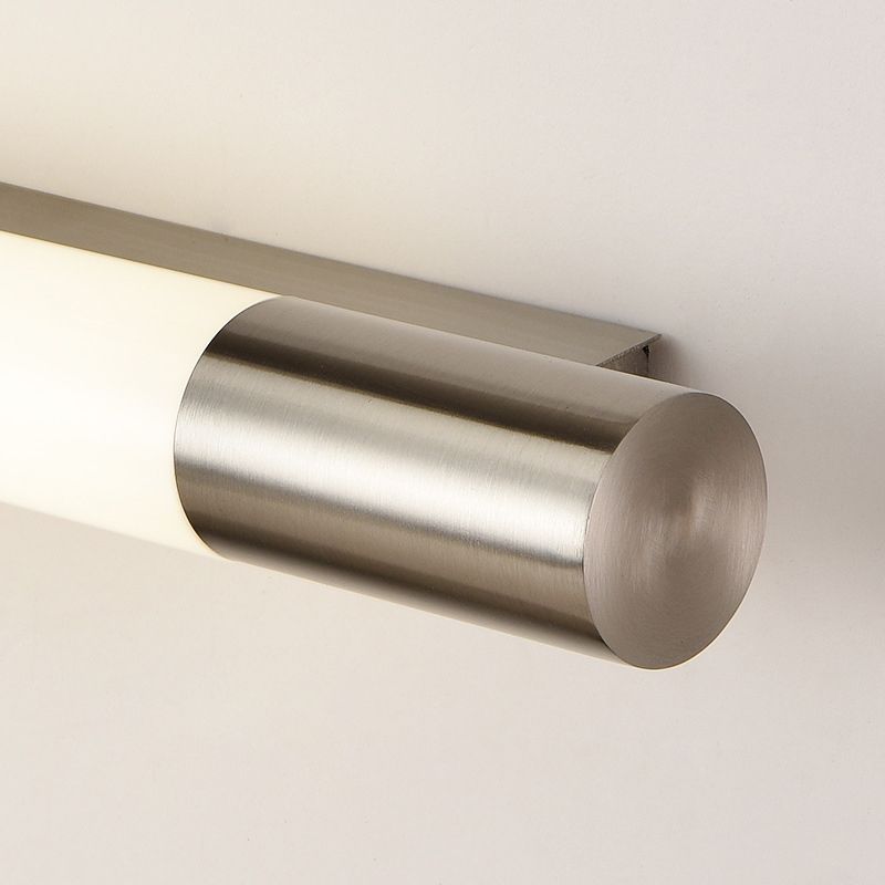 1 Light Metal Linear Wall Lighting Modern Style Mirror Wall Mount Light Fixture in Nickel
