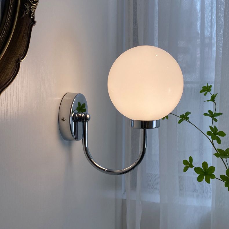 Modern Vanity Light Glass Ball Shade Wall Light Sconce for Washroom