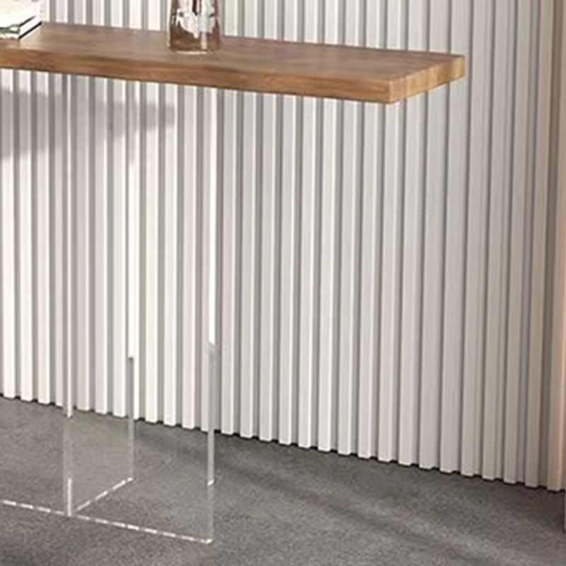 Rectangle Shape Contemporary Console Table Pine Console Sofa Table in Natural/Black