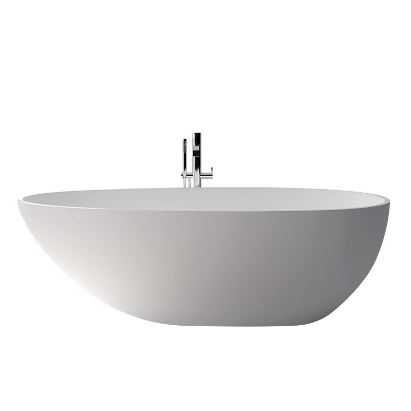 Oval Stand Alone Bath Soaking Acrylic White Modern Back to Wall Bathtub