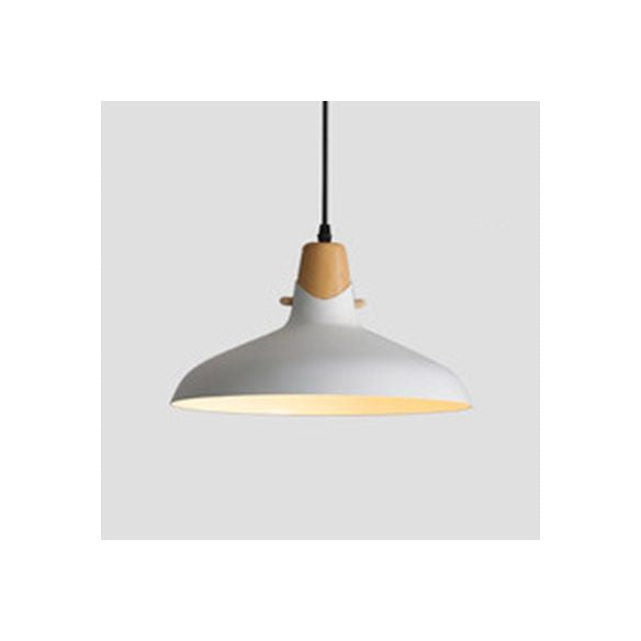 Acabado de madera contemporánea Luz de lámpara colgante de lámpara de tono de metal simple iluminación sobre mesa de comedor