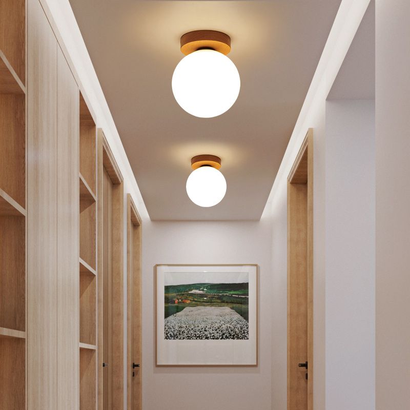 Modern Ceiling Light Wooden Flush Mount Ceiling Light Fixture for Bedroom