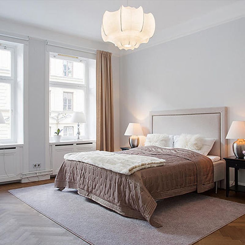 Kit de lampe suspendue de concepteur à 1 lumière blanc Pendentif en soie géométrique pour le salon