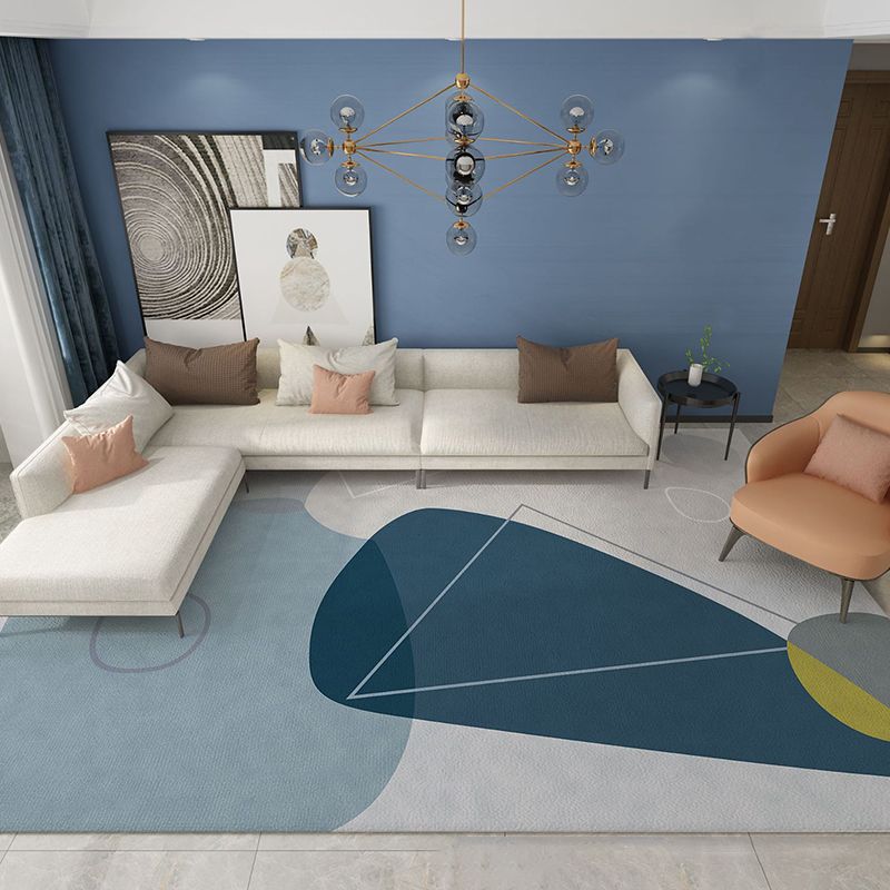 Bold Geometric Indoor Rug Modern Carpet Polyester Stain Resistant Area Carpet for Living Room