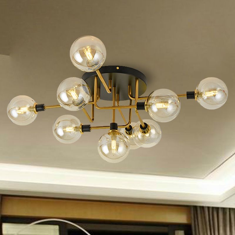 Sphere Shade Semi Plafond Mount Light Multi-Head Modern Moden Mermor Metal Plafond Plafond for Hotel