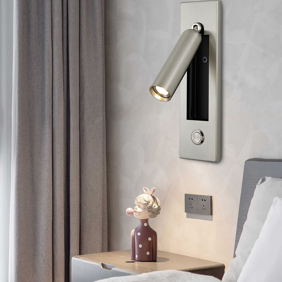 Luz de pared LED de estilo LED de estilo moderno Lámpara de lectura cilíndrica de cabecilla con interruptor independiente