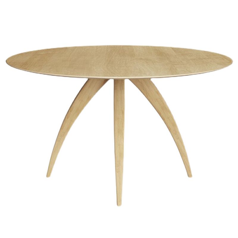 Table à manger ronde en bois de pin massif, Table fixe simple pour salle à manger