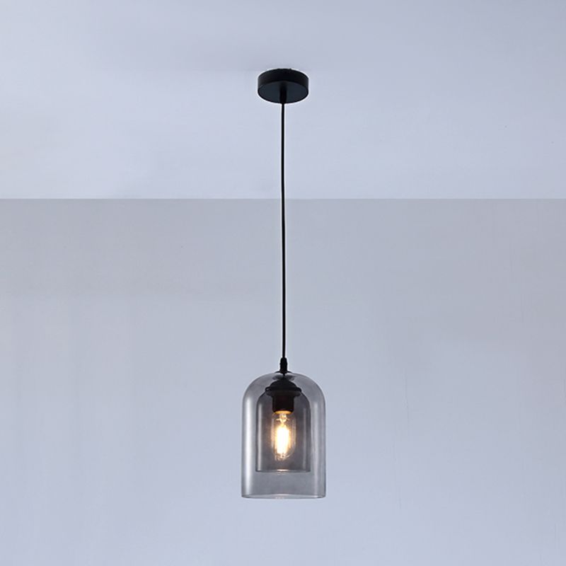 Glazen zwarte hanglamp in moderne creatieve stijl Iron Bell Hanging Lamp voor eetkamer