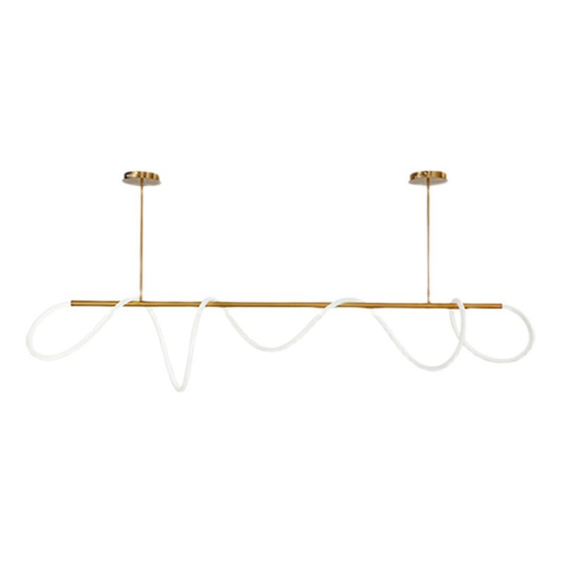 Linear Shape Chandelier Lighting Modern Style Metal 1 Lights Island Lamps in Gold