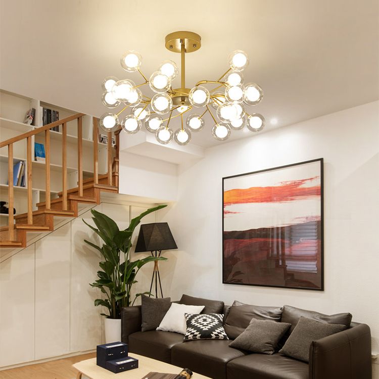 Stylish Firefly Pendant Light Fixture Minimalist Metal Bedroom Chandelier in Gold