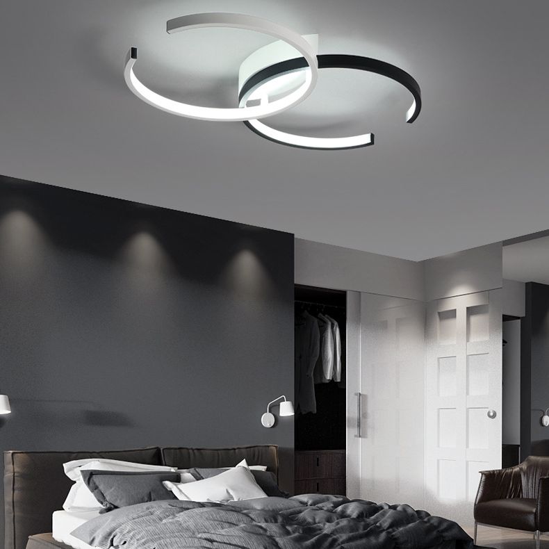 Montaje redondo de techo de techo de metal minimalista lineal semi luz semi flush.