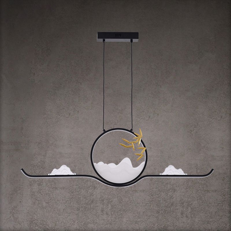 Modern LED Island Lighting Circle Metal Chandelier Light Fixture for Dining Room