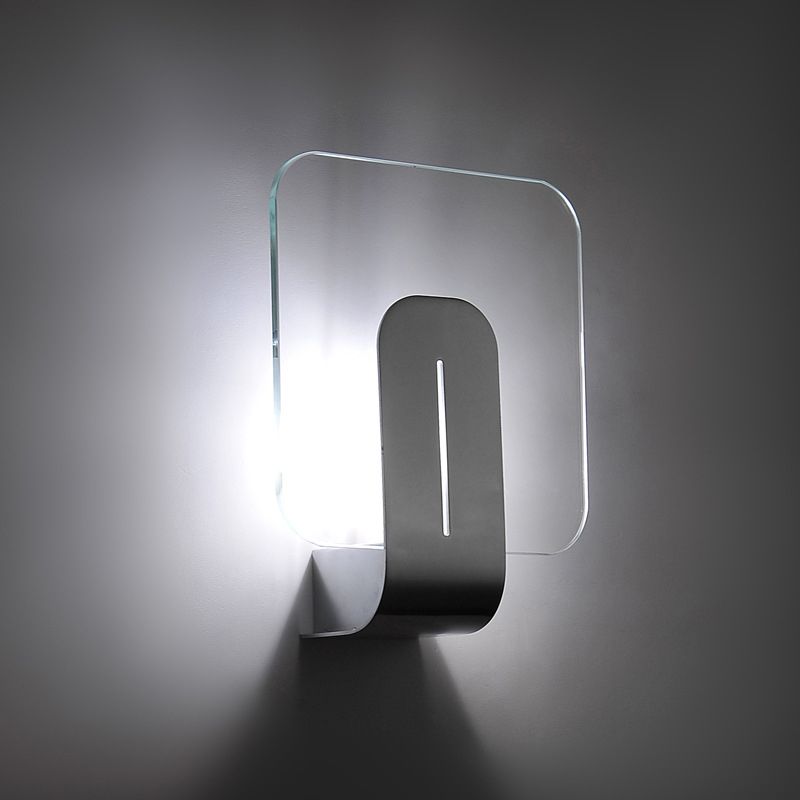 1 lumière de la salle de bain LED LED avec une teinte en verre transparent carré lampe murale nickel en lumière chaude / blanche