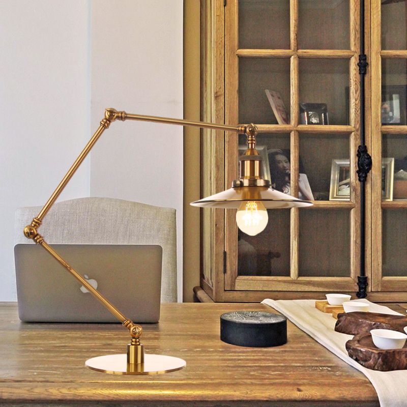Lampada da tavolo svasata elegante industriale in metallo a 1 luce Lampada da tavolo per sala da pranzo con braccio di lunghezza 8"+8"/8"+8"+8" in oro