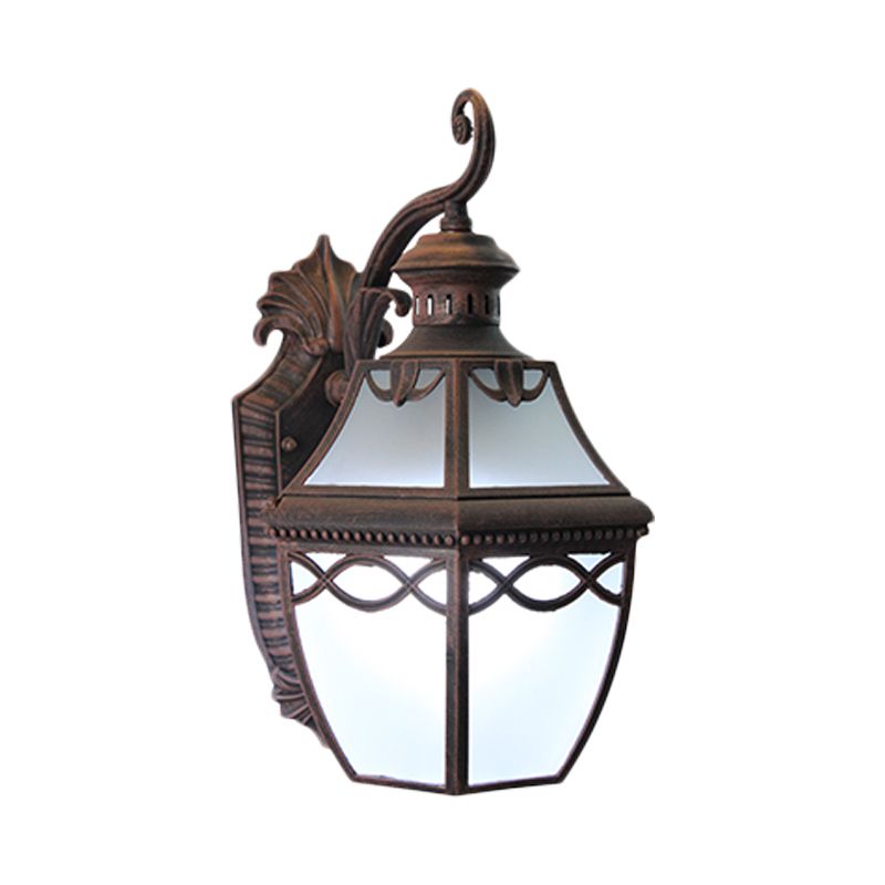 1 kop opaal glazen wand gemonteerd lamp lodge roest buiten lantaarnvormige wand sconce verlichting