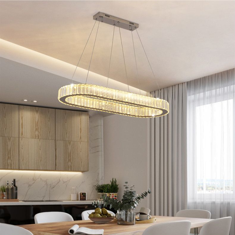 Single Contemporary Silver Kitchen Island Lighting LED Ceiling Light