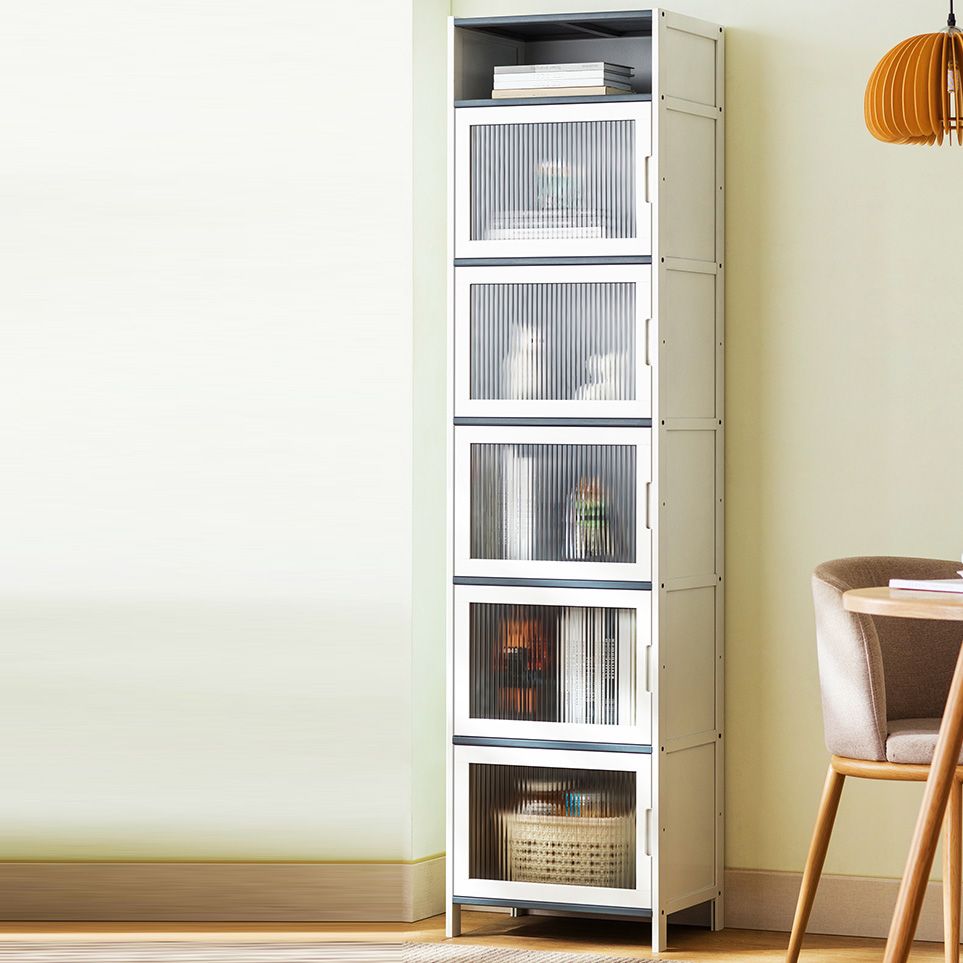 Rectangle Contemporary Cabinet with Glass Doors in Whiet,16.93" Long