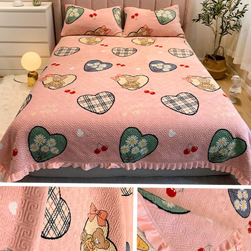 Polyester Fitted Sheet Cartoon Pattern Breathable Ultra-Soft Fitted Sheet
