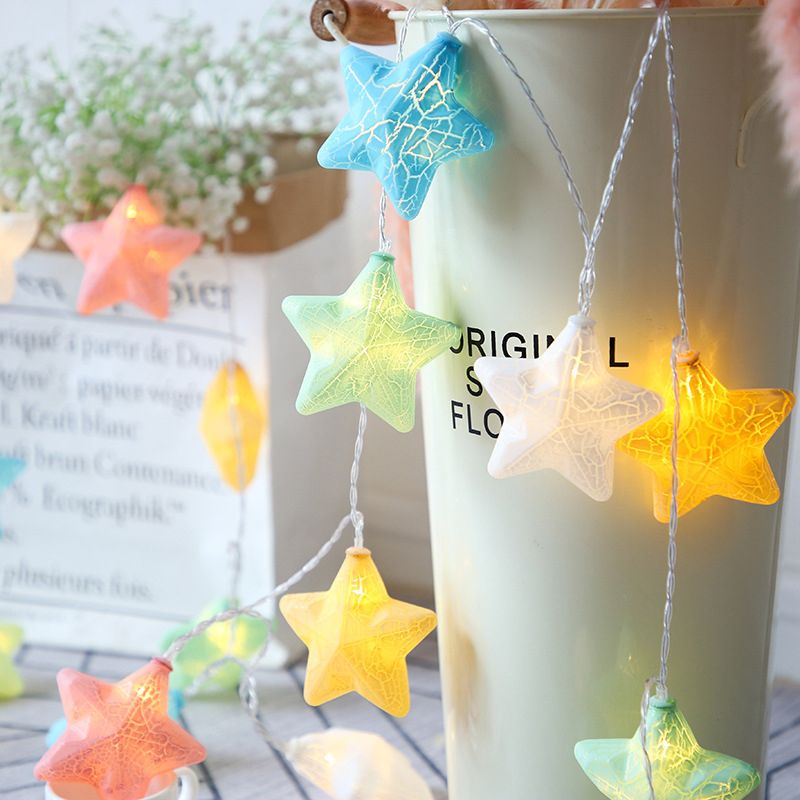 Pentagram LED String Light Modern Plastic 20/40 Heads Restaurant Christmas Lamp in Yellow/Blue-Pink-Yellow, 3/6 M