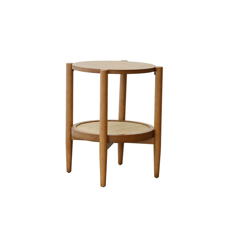 North European Wood/Glass Top Coffee Table Natural Round Cocktail Table