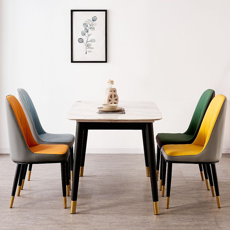 Nordic Style Metal Dining Accent Chair Dining Room Armless Dining Chairs