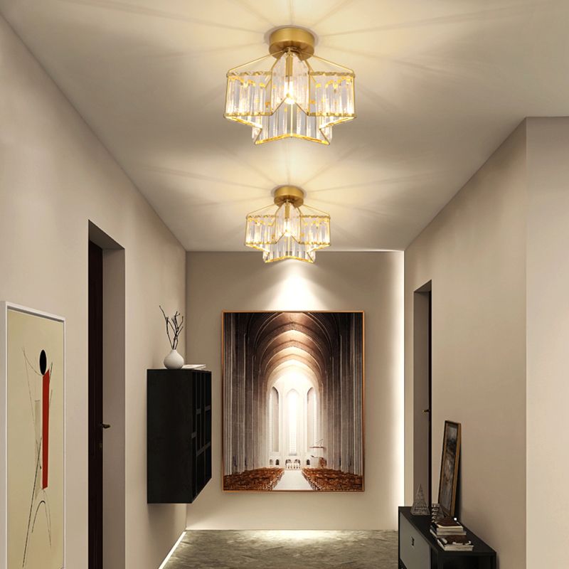 Modern Ceiling Light Creative Flush Mount Ceiling Light Fixture with Crystal Shade