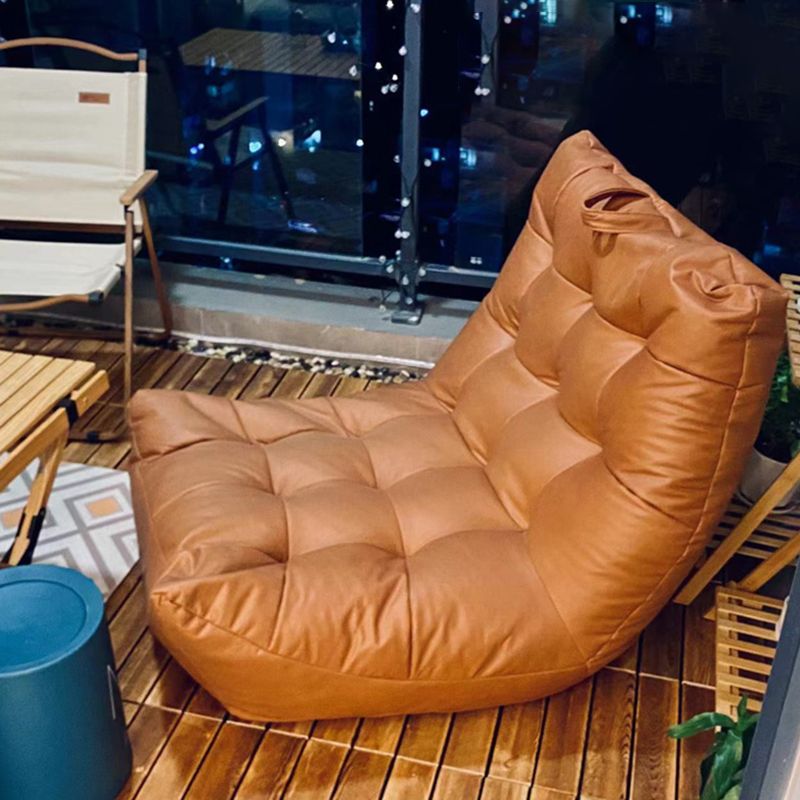Scandinavian Tufted Single Sofa 29.5" W Faux Leather Sofa with Footrest