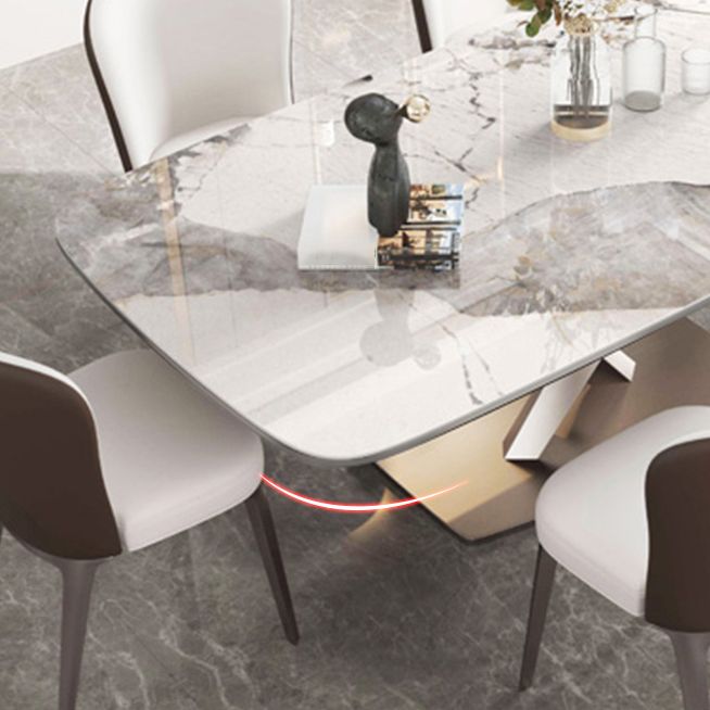 Nordic 1/4/5/7 Pieces Dining Sintered Stone Dining Table Set with Metal Legs