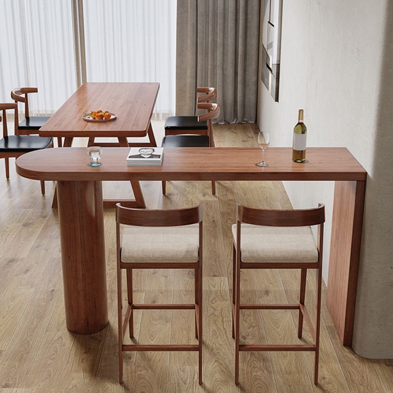 Modern Free Form Bar Table Set 1/3 Pcs Pine Solid Wood Bar Table and Stools in Brown