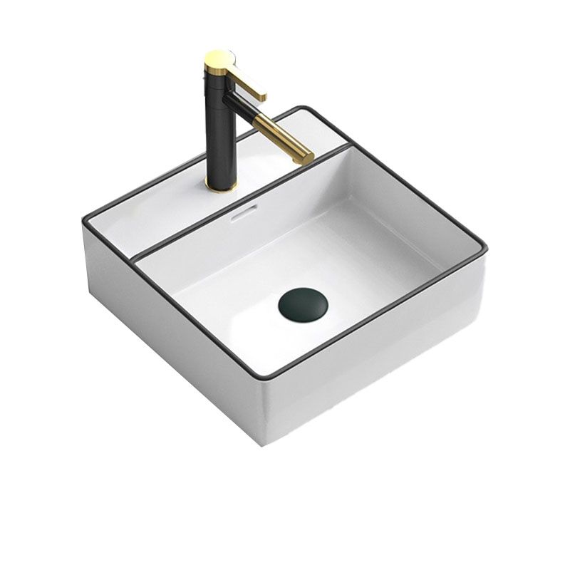 Bathroom Ceramic Sink Rectangular Rod Single Handle Faucet Sink