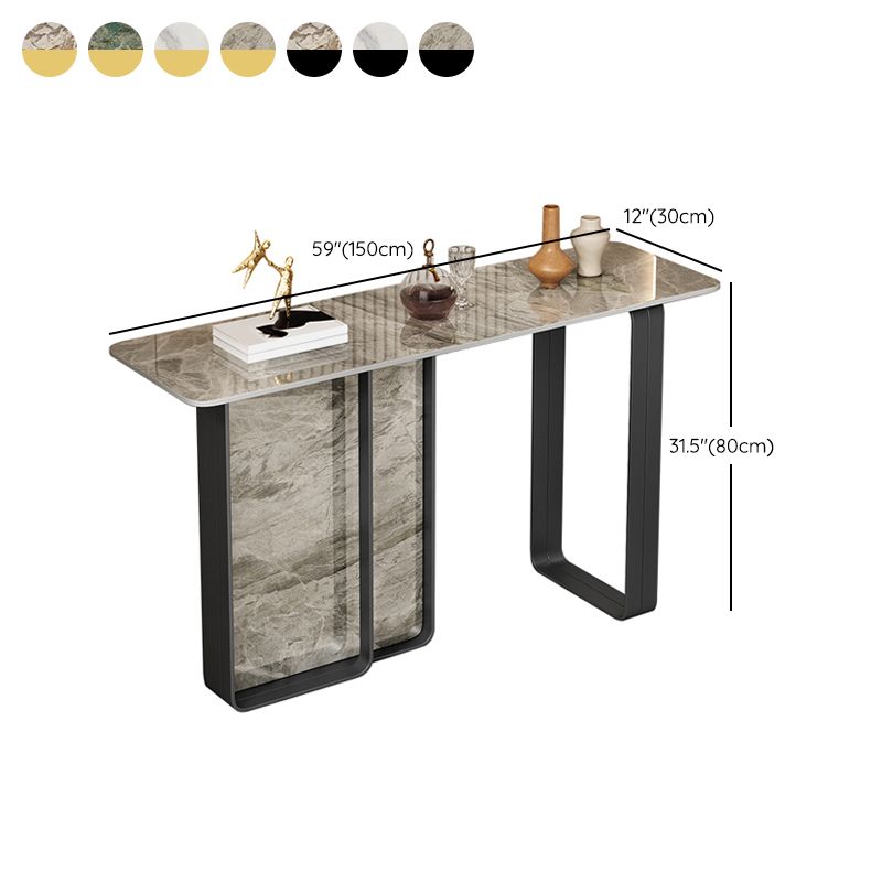 12 inch Wide Accent Table Rectangle Shape Stone Console Table for Hall