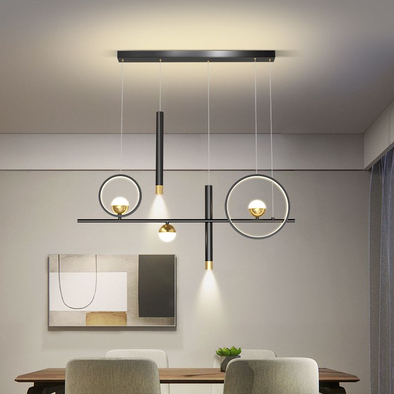 New Modern Black Iron LED Island Lighting Linear Chandelier Lighting for Dining Room