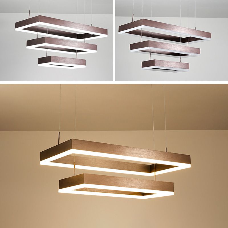 Brown Aluminum Chandelier Lighting Fixture Modern Clusters Pendant for Living Room