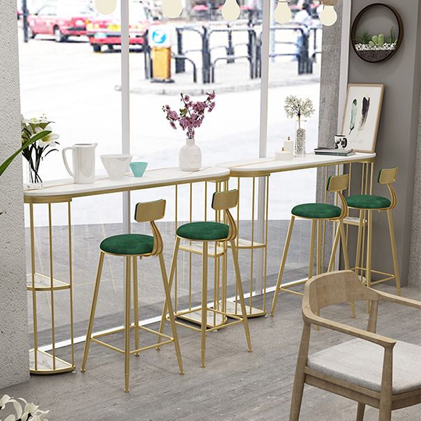 Round Scandinavian Low Back Counter & Bar Stool Metal Counter Chair with Cushion
