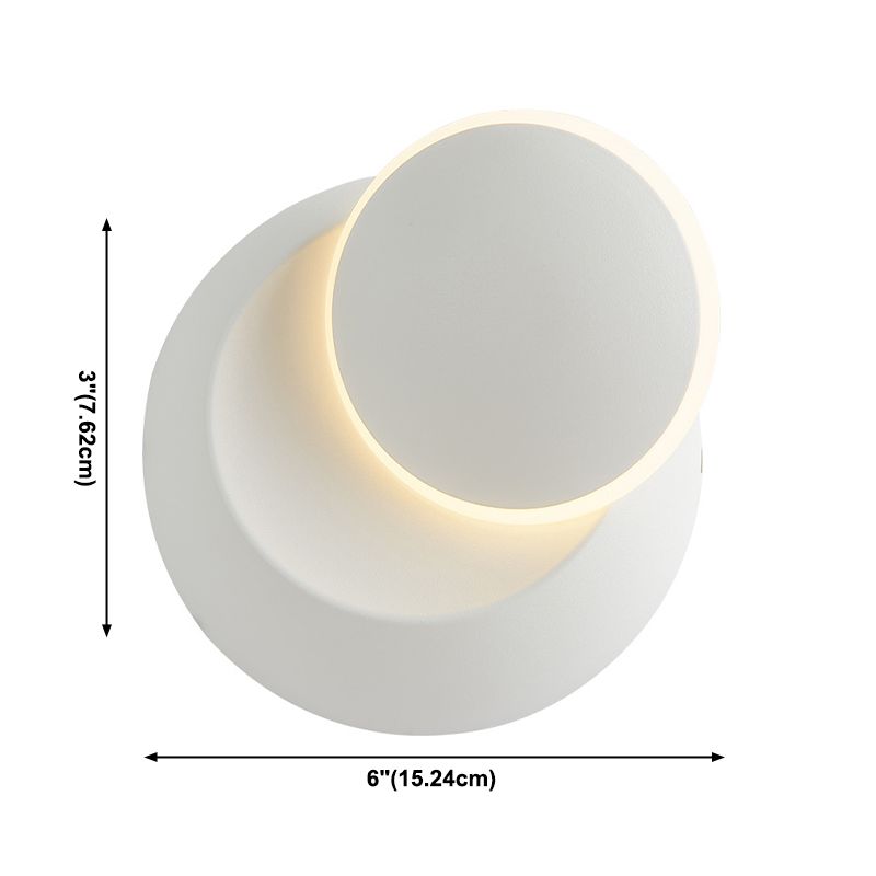 Modern Metal Wall Light Round Rotatable 6" Wide LED Wall Sconce for Living Room
