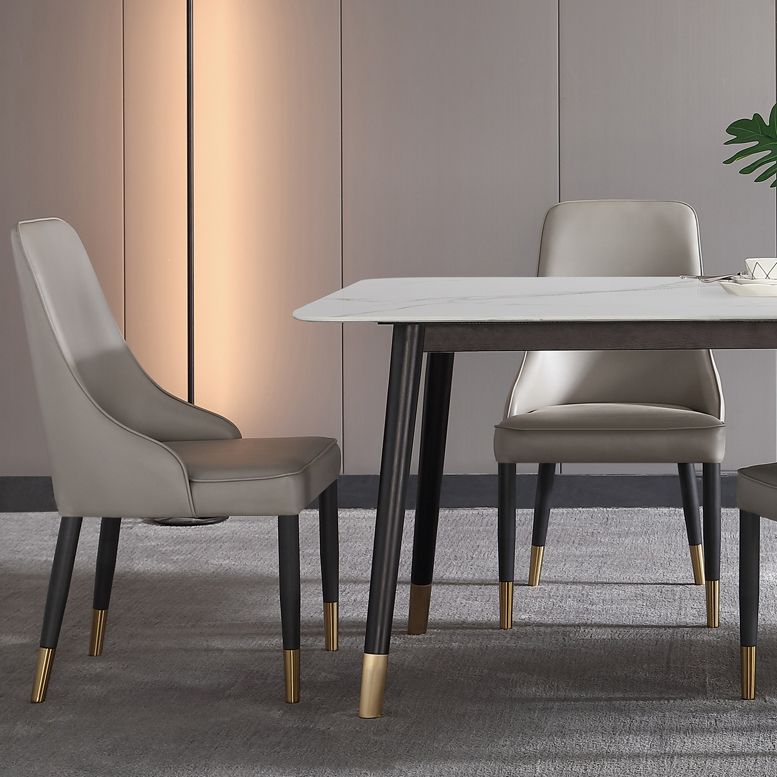 Estilo industrial Mesa de comedor de piedra sinterizada 4 Table de rectángulo base de piernas para el hogar
