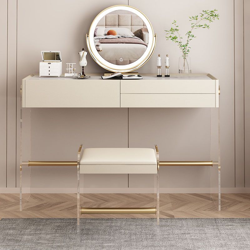 15.74" Wide Make-up Vanity with 3 Storage Drawers Bright White Dresser